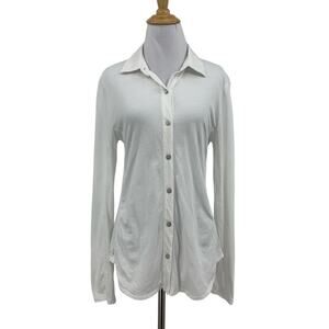 Goldie Lewinter Womens M Medium White Classic Button Up Long Sleeve Drop Cut